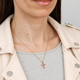 Luminesce Lab Grown 0.18 Carat Diamond and Created Ruby Cross Pendant on 45cm Chain in Gold Plated Sterling Silver
