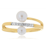 Luminesce Lab Grown Diamond and Freshwater Pearl Ring in 9ct Yellow Gold