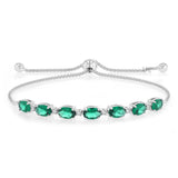 Luminesce Lab Grown 1/10 Carat Diamond and Created Emerald Bolo Bracelet in Sterling Silver