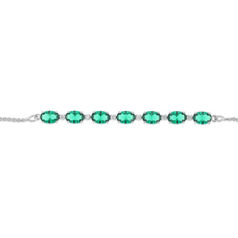 Luminesce Lab Grown 1/10 Carat Diamond and Created Emerald Bolo Bracelet in Sterling Silver
