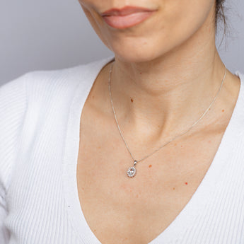 Luminesce Lab Grown 0.14 Carat Diamond and Aquamarine Pendant in Sterling Silver