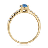 Luminesce Lab Grown 1/4 Carat Diamond and Triplet Opal Ring in 9ct Yellow Gold