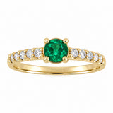 Luminesce Lab Grown 1/4 Carat Diamond and Created Emerald Ring in 9ct Yellow Gold