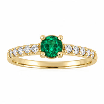 Luminesce Lab Grown 1/4 Carat Diamond and Created Emerald Ring in 9ct Yellow Gold