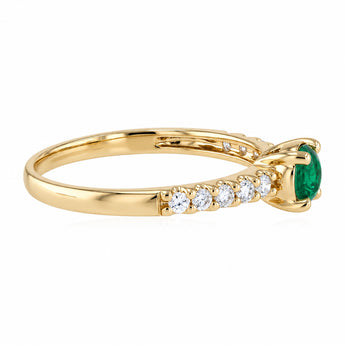 Luminesce Lab Grown 1/4 Carat Diamond and Created Emerald Ring in 9ct Yellow Gold
