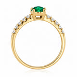 Luminesce Lab Grown 1/4 Carat Diamond and Created Emerald Ring in 9ct Yellow Gold