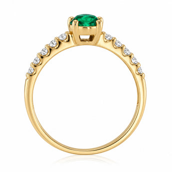 Luminesce Lab Grown 1/4 Carat Diamond and Created Emerald Ring in 9ct Yellow Gold
