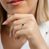 Luminesce Lab Grown 1/4 Carat Diamond and Created Emerald Ring in 9ct Yellow Gold