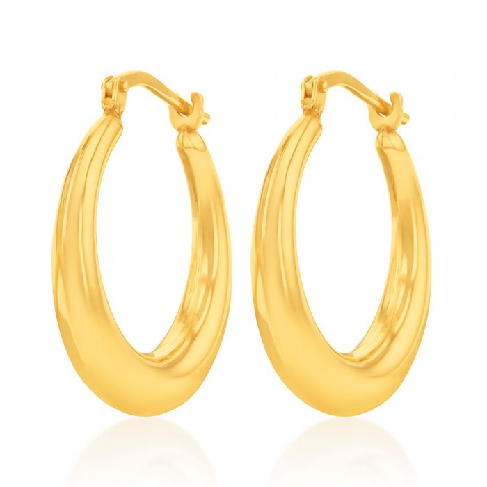 9ct Yellow Gold Silver Filled Plain Graduated 20mm Hoop Earrings