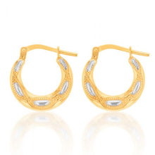 Load image into Gallery viewer, 9ct Yellow Gold Silver FilledTwo Tone 15mm Hoop Earrings