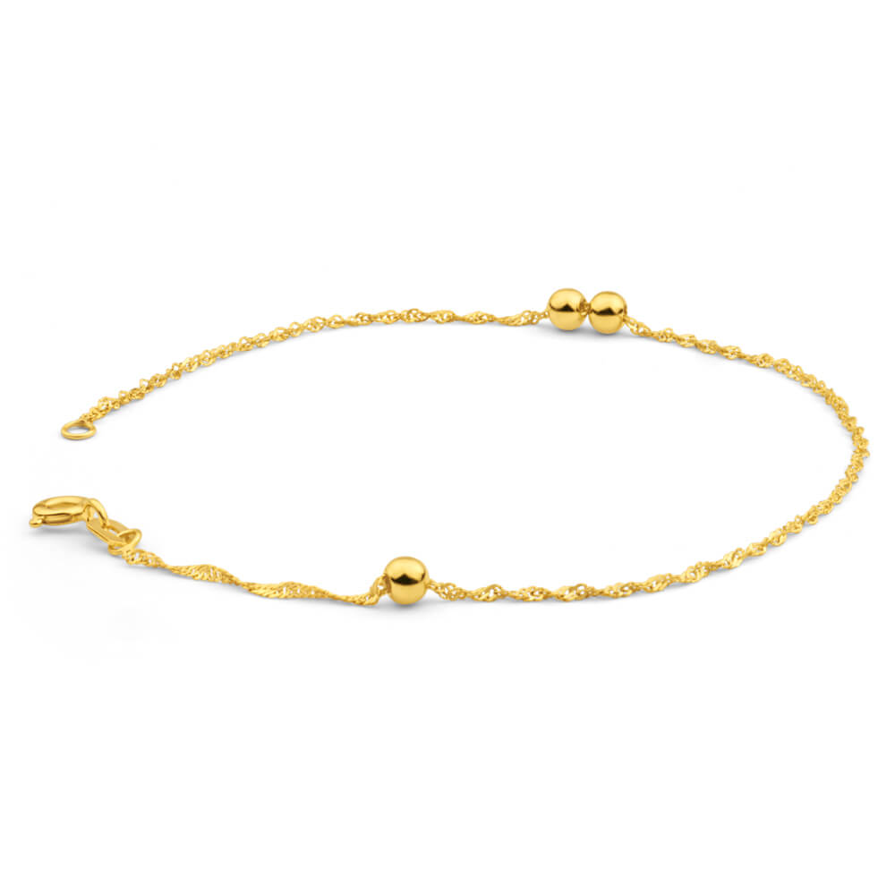 9ct Yellow Gold Silver Filled Singapore Ball 19cm Bracelet