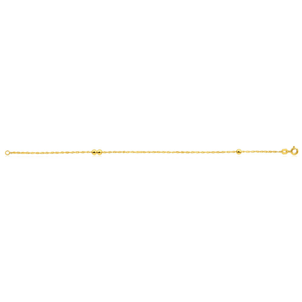 9ct Yellow Gold Silver Filled Singapore Ball 19cm Bracelet