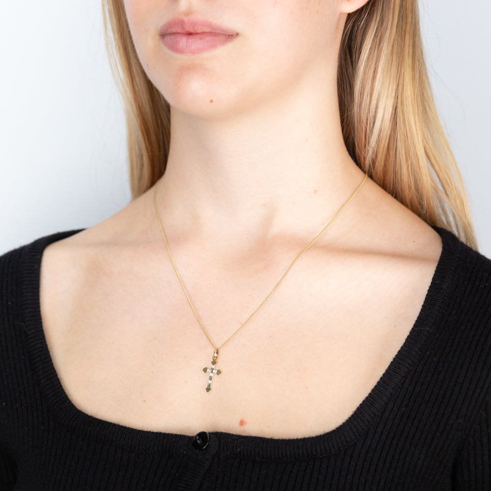 9ct Yellow Gold Silver Filled Fancy Cross Pendant