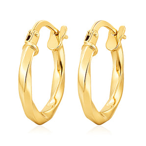 9ct Yellow Gold Silver Filled Twist 10mm Hoop Earrings