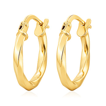 9ct Yellow Gold Silver Filled Twist 10mm Hoop Earrings