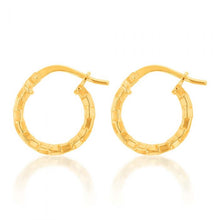 Load image into Gallery viewer, 9ct Yellow Gold Silver Filled Fancy Hoop Earrings