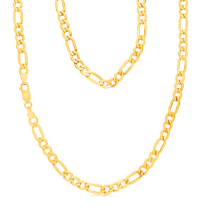 9ct Yellow Gold Silver Filled 55cm 150 Gauge Figaro Chain
