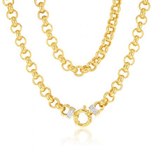Load image into Gallery viewer, 9ct Yellow Gold Silver Filled Cubic Zirconia Belcher darling 50cm Chain