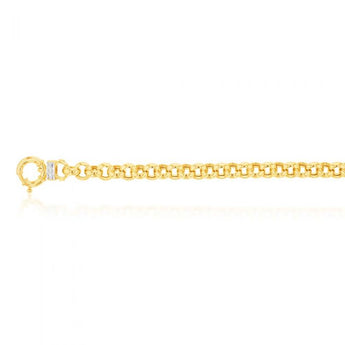 9ct Yellow Gold Silver Filled Cubic Zirconia Belcher darling 50cm Chain