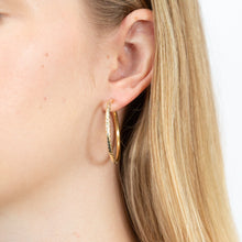 Load image into Gallery viewer, 9ct Yellow Gold Silver Filled 30mm Hoop Earrings with diamond cut feature