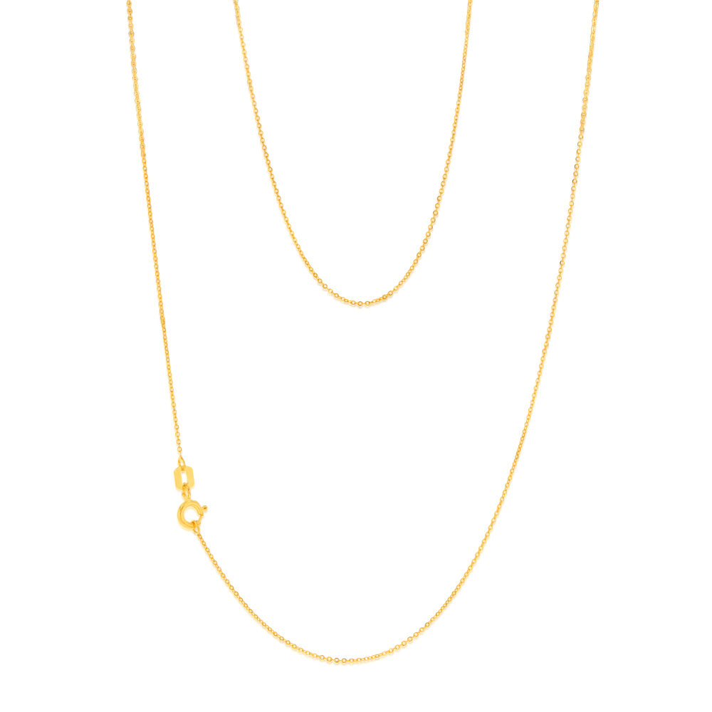 9ct Yellow Gold Silverfilled Trace 25 Gauge 50cm Chain
