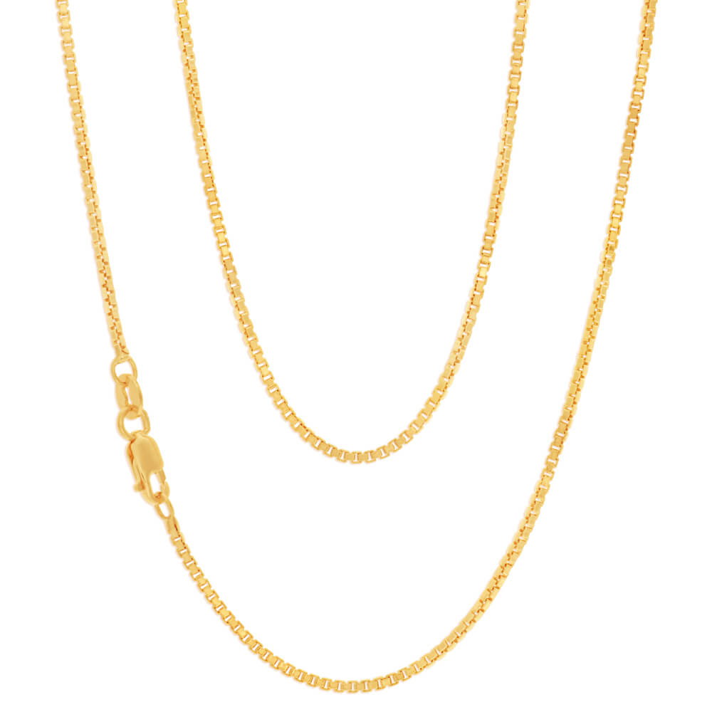 9ct Yellow Gold Silver Filled Box Link 45cm chain