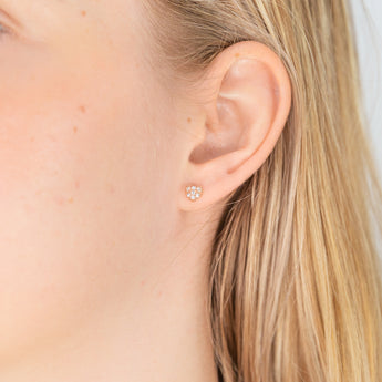 9ct Rose Gold Silver Filled Heart Cubic Zirconia Studs