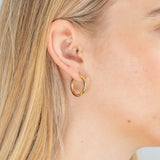 9ct Yellow Gold Silver Filled Diamond Cut 15mm Hoops Earrings