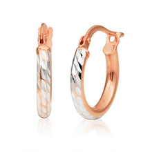 Load image into Gallery viewer, 9ct Rose Gold Silver Filled 2x10mm Hoop Earrings