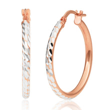 Load image into Gallery viewer, 9ct Rose Gold Silver Filled 20mm Fancy Hoop Earrings