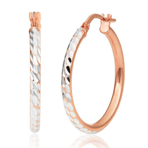 9ct Rose Gold Silver Filled 20mm Fancy Hoop Earrings