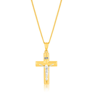 9ct Yellow & White Gold Silver Filled Crucifix