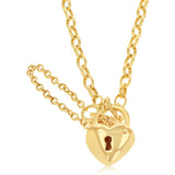 Silverfilled 9ct Yellow Gold Heart Padlock 19cm Bracelet