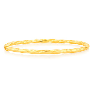 9ct Yellow Gold 4mm Silverfilled 65mm Twist Bangle