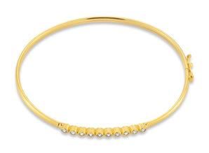9ct Gold Filled Cubic Zirconia Bezel Set Bangle
