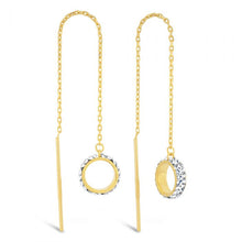 Load image into Gallery viewer, 9ct Yellow Gold Filled Circle Crystal Threader Earrings