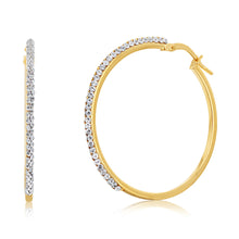 Load image into Gallery viewer, 9ct Yellow Gold Filled 30mm Crystal Hoop Earrings