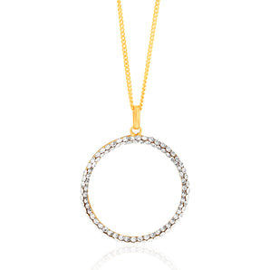9ct Yellow Gold Filled 20mm Round Crystal Pendant