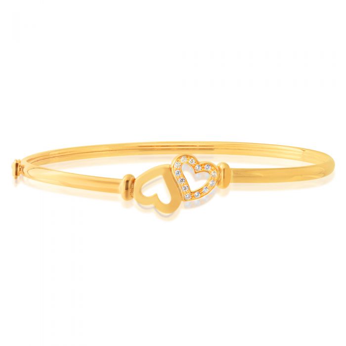 9K Gold Mother of Pearl Open Heart Shape Diamond Bangle - China Jewelry and Gold  Jewelry price | Made-in-China.com