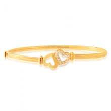 Load image into Gallery viewer, 9ct Gold Silverfilled Heart Bangle
