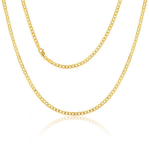 9ct Yellow Gold Silver Filled Super Flat Curb 80 Gauge 50cm Chain