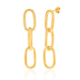 9ct Silverfilled Yellow Gold Diamond Cut Link Drop Earrings