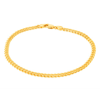 9ct Yellow Gold Silverfilled Curb 100 Gauge 21cm Bracelet