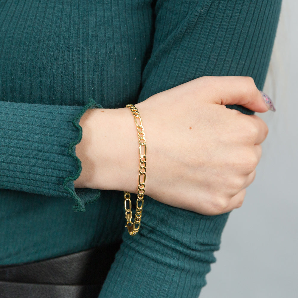 14K Yellow Gold Figaro Bracelet – Design Gold Jewelry