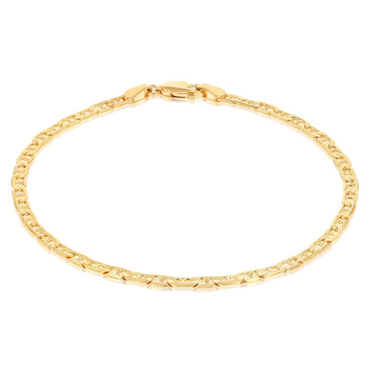 9ct Yellow Gold Silverfilled Anchor 80 Gauge 19cm Bracelet