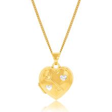 Load image into Gallery viewer, 9ct Yellow Gold Silverfilled Engraved Heart Locket Pendant