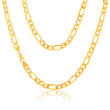 9ct Silverfilled Yellow Gold 180 Gauge Bevelled Figaro 55cm Chain