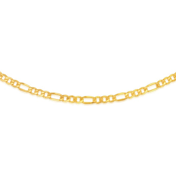 9ct Silverfilled Yellow Gold 180 Gauge Bevelled Figaro 55cm Chain