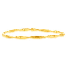 Load image into Gallery viewer, 9ct Yellow Gold Silverfilled Greek Twist Golf 65mm Bangle