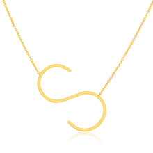 Load image into Gallery viewer, 9ct Yellow Gold Silverfilled Initial &quot;S&quot; Pendant On 42+3cm Chain